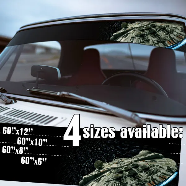 60" Millennium Falcon Starship Junk Galaxy Han Solo Chewbacca Rebel Darth Galactic Empire Sun Strip Printed Car Vinyl Sticker Decal>
