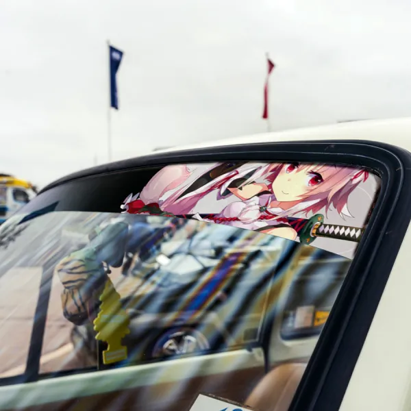 60" Mountain of Faith Momiji Inubashiri V3 Hot Sexy Girl Game Manga Anime Sun Strip Printed Windshield Car Vinyl Sticker Decal>