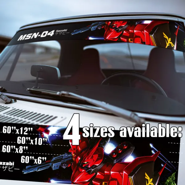 60" MSN-04 Sazabi v1 Char Aznable Principality Neo Zeon Anime Manga Sun Strip Printed Windshield Vinyl Sticker Decal>