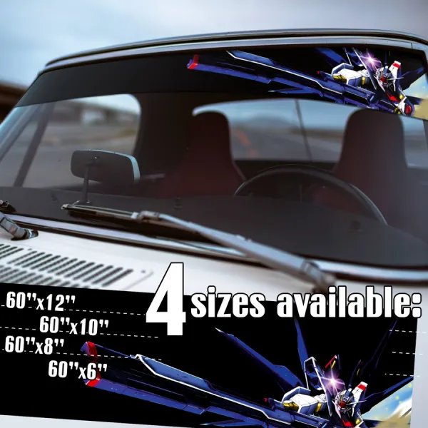 60" RX-78-2 v1 Amuro Ray Earth Federation Principality Zeon Anime Manga Sun Strip Printed Windshield Vinyl Sticker Decal>