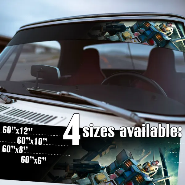 60" RX-78-2 v8 Amuro Ray Earth Federation Principality Zeon Anime Manga Sun Strip Printed Windshield Vinyl Sticker Decal>