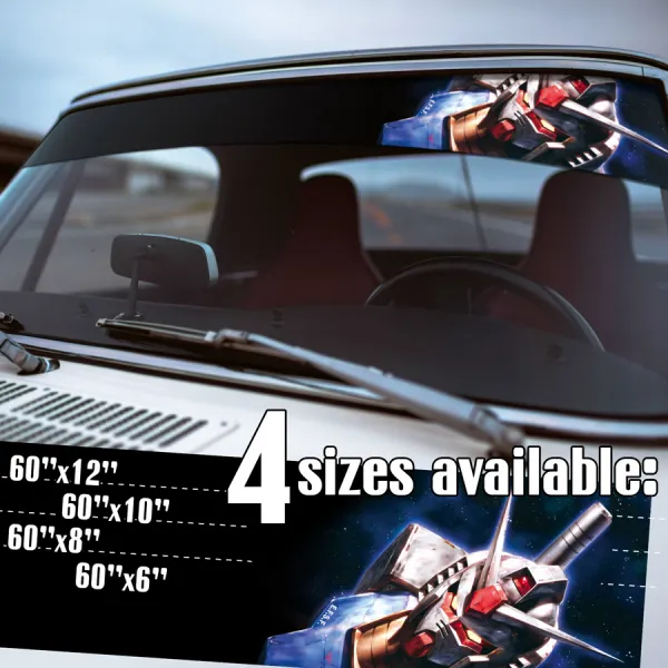 60" RX-78-2 v9 Amuro Ray Earth Federation Principality Zeon Anime Manga Sun Strip Printed Windshield Vinyl Sticker Decal>