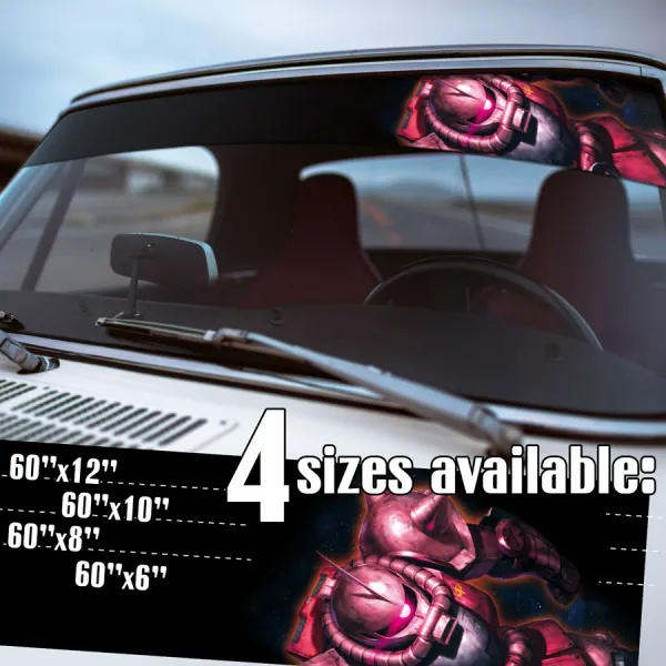 60" MS-06S v2 Zaku II Commander Type Char Aznable 指揮官用ザクII Principality Of Zeon Anime Manga Sun Strip Printed Windshield Vinyl Sticker Decal>