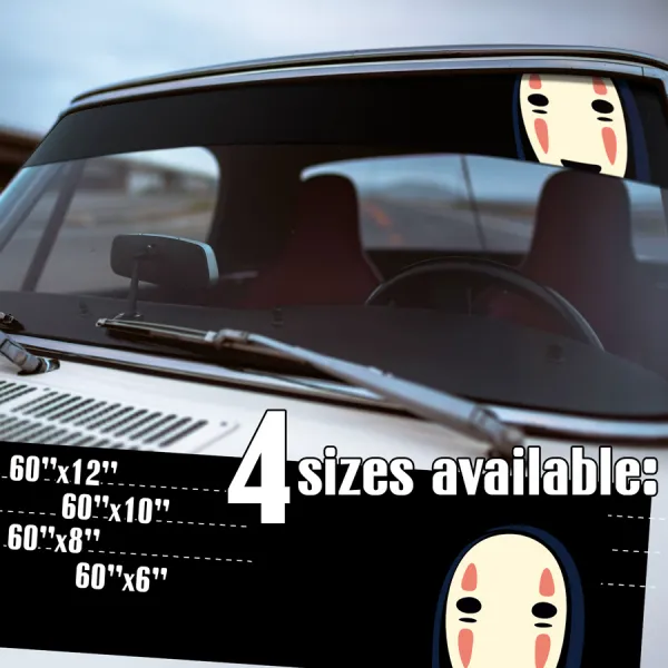 60" No Face Mask Spirit Manga Anime Cute Kawaii Japan Made Funny Sun Strip Printed Car Vinyl Sticker Decal>