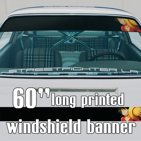 60" Monkey D. Luffy v7 Brook Pirates King Anime Manga Sun Strip Printed Windshield Car Vinyl Sticker Decal>