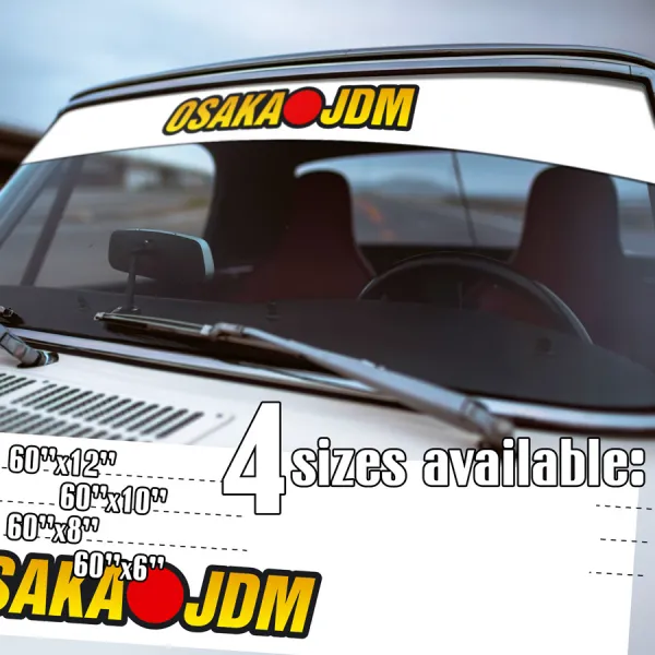 60" Kanjo Osaka JDM Rising Sun Japan Racing Printed Sun Strip Windshield Banner Car Vinyl Sticker Decal>