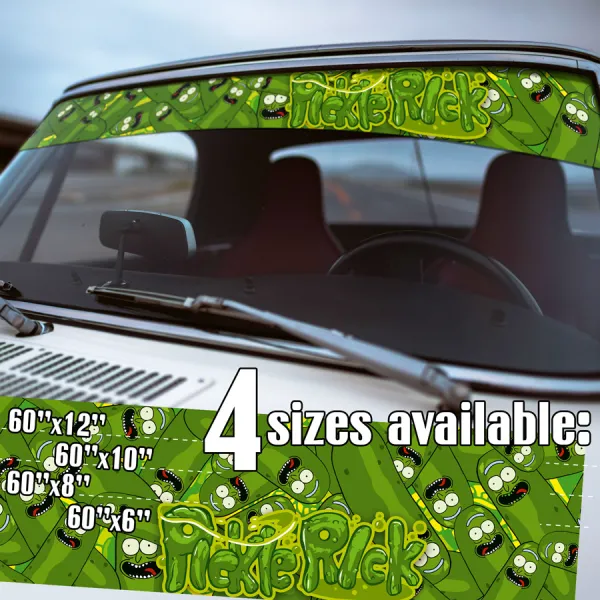 60" Pickle Cartoon Morty Funny Wubalubadubdub Rick Sun Strip Printed Windshield Car Vinyl Sticker Decal>