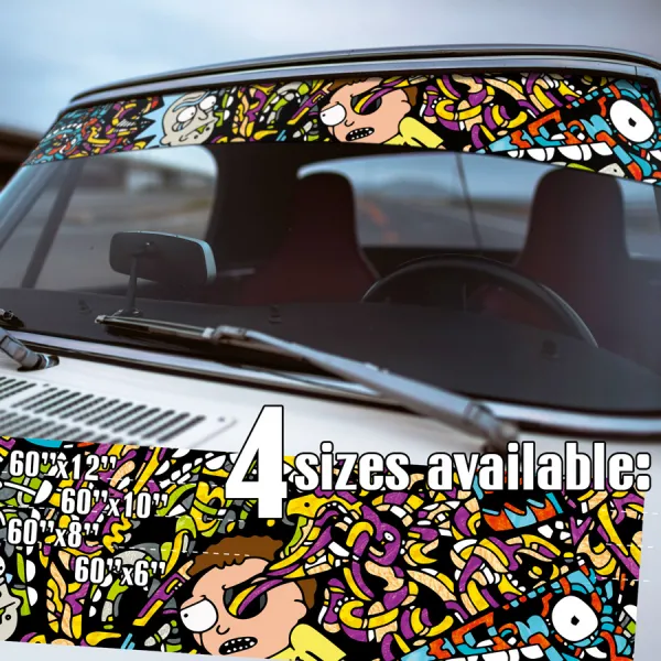 60" Cartoon Morty V1 Funny Wubalubadubdub Rick Sun Strip Printed Windshield Car Vinyl Sticker Decal>