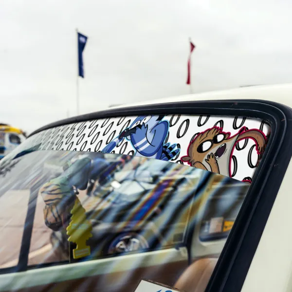 60" Cartoon Regular v4 Mordecai Rigby Rick Morty Sun Strip Printed Windshield Car Vinyl Sticker Decal>