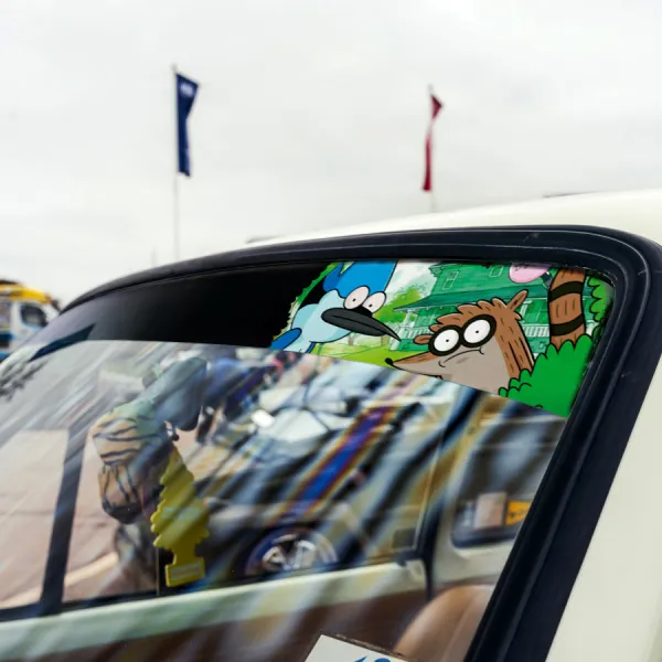 60" Cartoon Regular v3 Mordecai Rigby Rick Morty Sun Strip Printed Windshield Car Vinyl Sticker Decal>