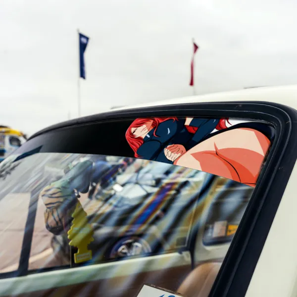 60" Erza Scarlet Team Natsu Mage Guild Sexy Hot Boobs Ass v3 Anime Manga Sun Strip Printed Windshield Car Vinyl Sticker Decal>