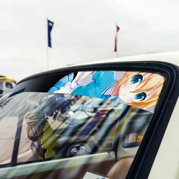 60" Kaho Hinata Tsundere Kawaii Girl Manga Anime Sun Strip Printed Windshield Car Vinyl Sticker Decal>