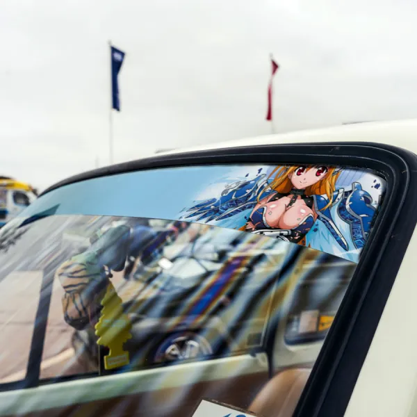 60" Astraea v2 Angeloid Type Delta Tomoki Sakurai Synapse Sexy Hot Girl Weeb Otaku Anime Manga Sun Strip Printed Windshield Vinyl Sticker Decal>