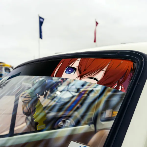 60" Kurisu Makise v3 Amadeus Future Gadget Lab Rintaro Okabe Sexy Girl Hot Anime Manga Sun Strip Printed Windshield Car Vinyl Sticker Decal>