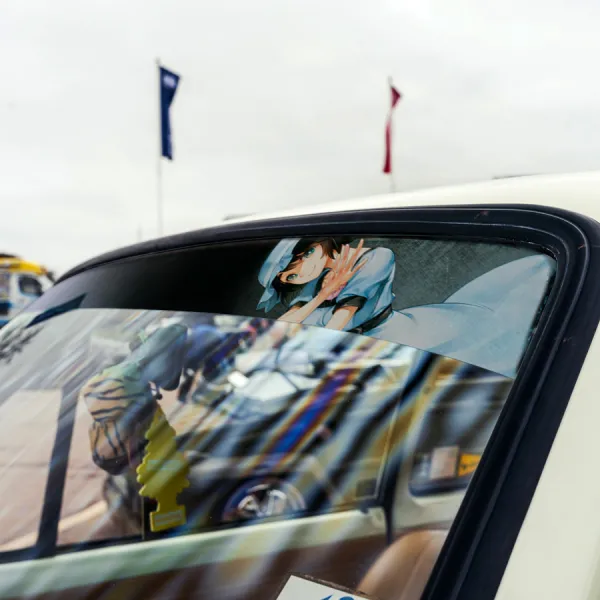 60" Mayuri Shiina V1 Mayushii Maid Future Gadget Lab Sexy Girl Hot Otaku Weeb Anime Manga Sun Strip Printed Windshield Car Vinyl Sticker Decal>