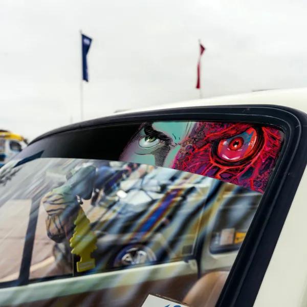 60" Two-Face v1 Harvey Dent Bruce Wayne Villain Comics Gotham Superhero Sun Strip Printed Windshield Car Vinyl Sticker Decal>