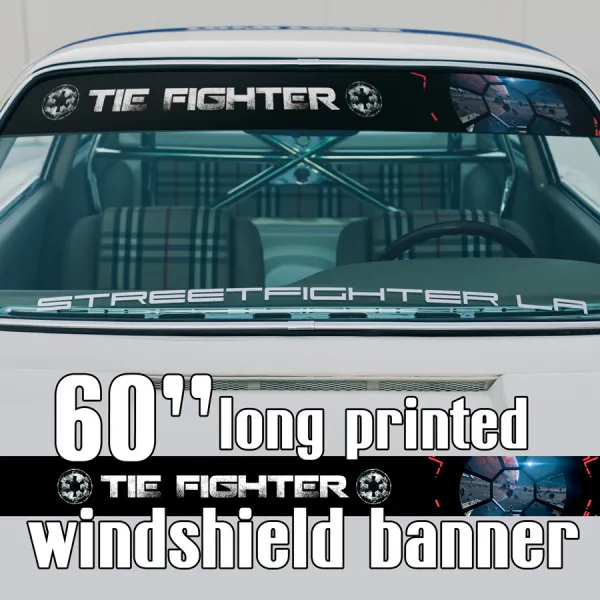 60" TIE Fighter v1 Galactic Empire Stormtrooper Pilot First Order Sun Strip Printed Car Vinyl Sticker Decal>