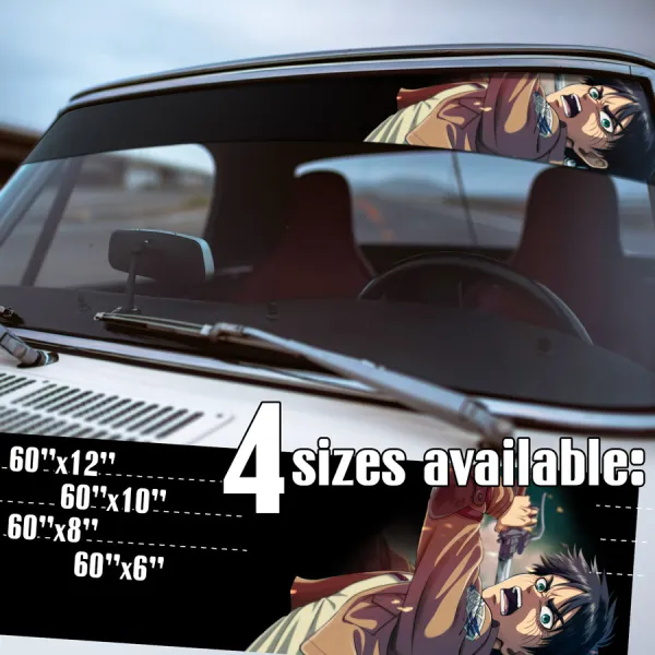 60" Eren Yeager v1 Yeagerists Special Squad Survey Corps War Hammer Wall Rose Anime Manga Printed Windshield Car Vinyl Sticker Decal>