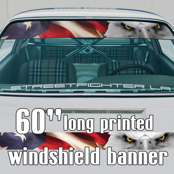 60" Eagle USA American Flag Patriotic Star Stripes Printed Windshield Car Vinyl Sticker Decal>