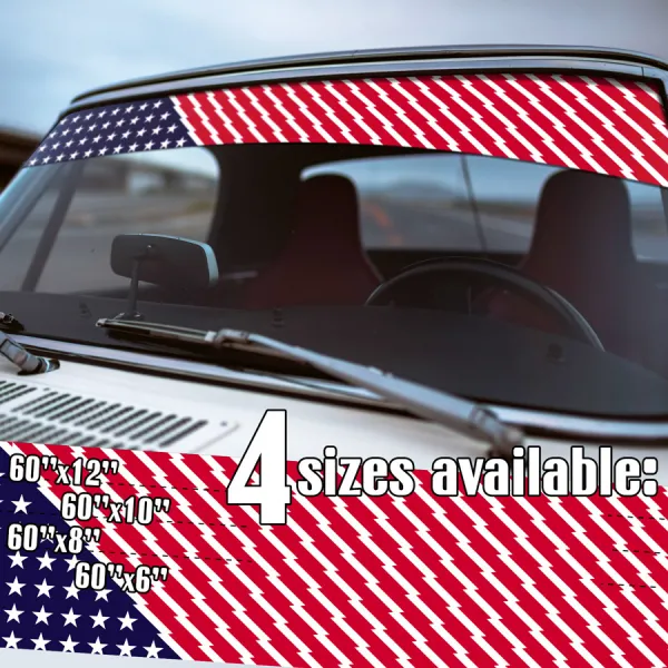 60" US USA Flag Stars Stripes Lightning Racing Block Escort Mk2 RS Stance Drift JDM Sun Strip Printed Car Vinyl Sticker Decal>