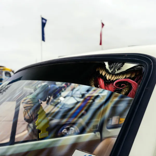 60" Eddie Brock Symbiote Antihero Peter Parker V1 Sun Strip Printed Windshield Car Vinyl Sticker Decal>