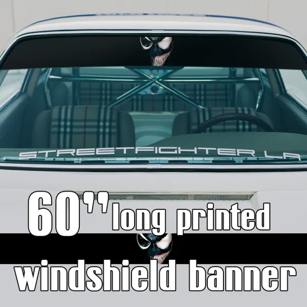 60" Eddie Brock Symbiote Antihero Peter Parker V5 Sun Strip Printed Windshield Car Vinyl Sticker Decal>