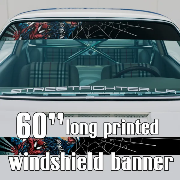 60" Eddie Brock Symbiote Antihero Peter Parker V4 Sun Strip Printed Windshield Car Vinyl Sticker Decal>