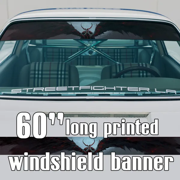 60" Devil Wings Demon Hell Horns Strip Printed Windshield Car Vinyl Sticker Decal>