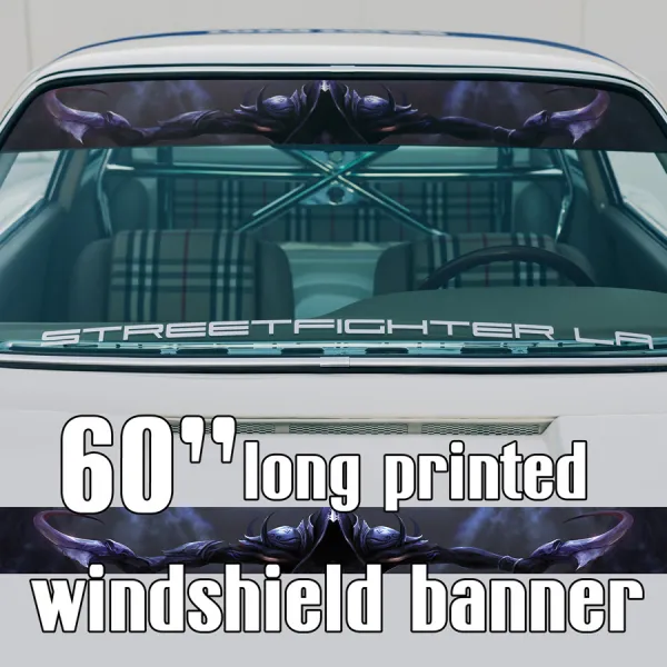60" Reaper Curved Blades Black Witcher Dark Magic Warrior Strip Printed Windshield Car Vinyl Sticker Decal>