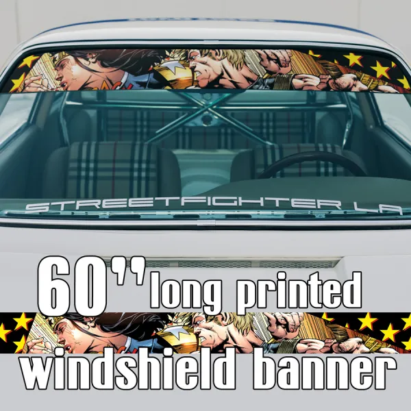 60" Diana Prince v3 Woman Comic Fight Sun Strip Printed Windshield Car Vinyl Sticker Decal>
