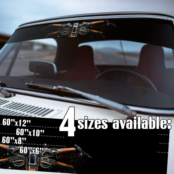 60" X-Wing Starfighter Rebel Alliance Force Jedi TIE Galactic Empire Sun Strip Printed Car Vinyl Sticker Decal>