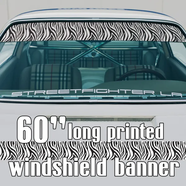 60" Zebra Texture Pattern Off Road Camo Camouflage Sun Strip Printed Windshield Car Vinyl Sticker Decal>