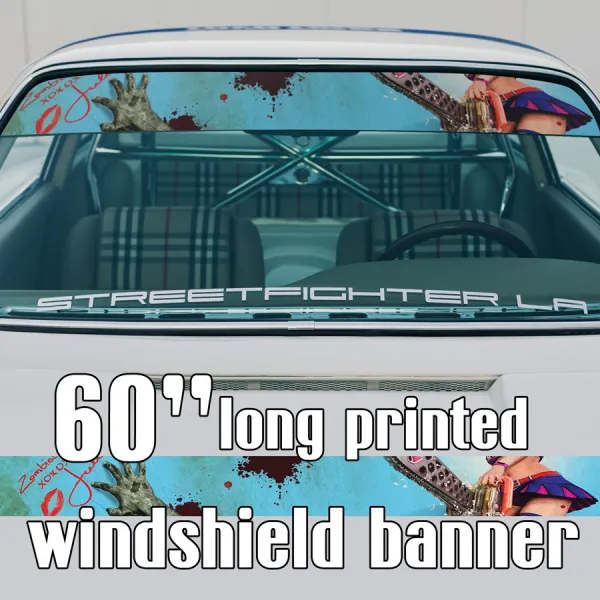 60" Sexy Zombie Girl Walking Sun Strip Printed Windshield Vinyl Sticker Decal>