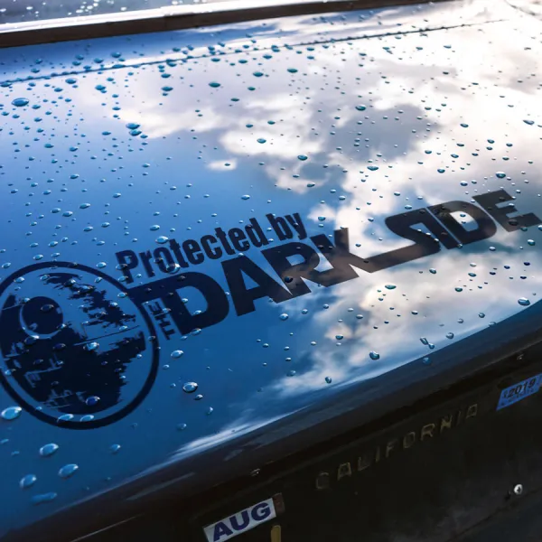 2x Pair Protected By Dark Side Death Star Force User Squadron Inferno Squad Darth Helmet TIE Interceptor Sith Galactic Empire Clone Car Vinyl Sticker Decal>