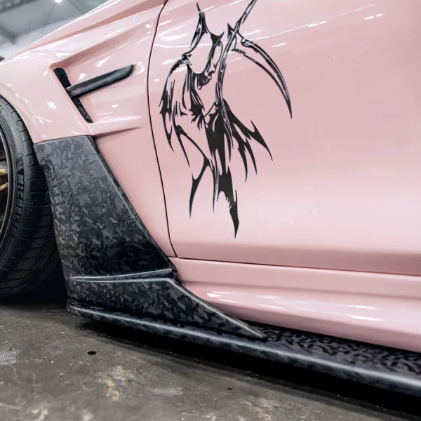 2x Pair Side Skull v3 Snake Grim Reaper Undead Dark Hell Rider Death Flathead Ribcage Gearhead Crossbones Grinder Crusher Tribal Outlaw Car Vinyl Sticker Decal>