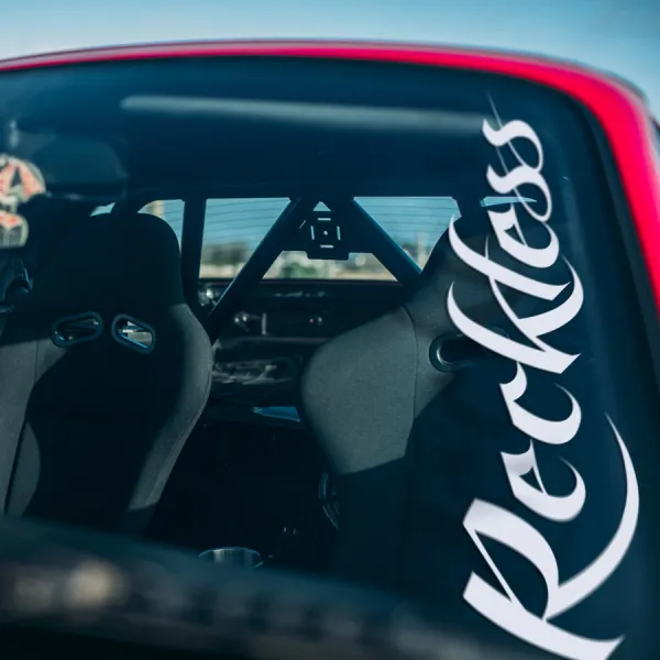 2x Pair Reckless v2 Full Throttle Aggressive Burnout Street Touge Racing Drift Circuit Tuning Turbo Charged Stance Boosted Car Vinyl Sticker Decal>