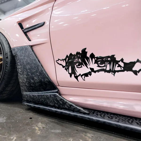 2x Pair Side Anime Girl Eyes Kawaii Hot Waifu Otaku Weeb Senpai JDM Ripped Racing Manga Car Vinyl Sticker Decal>