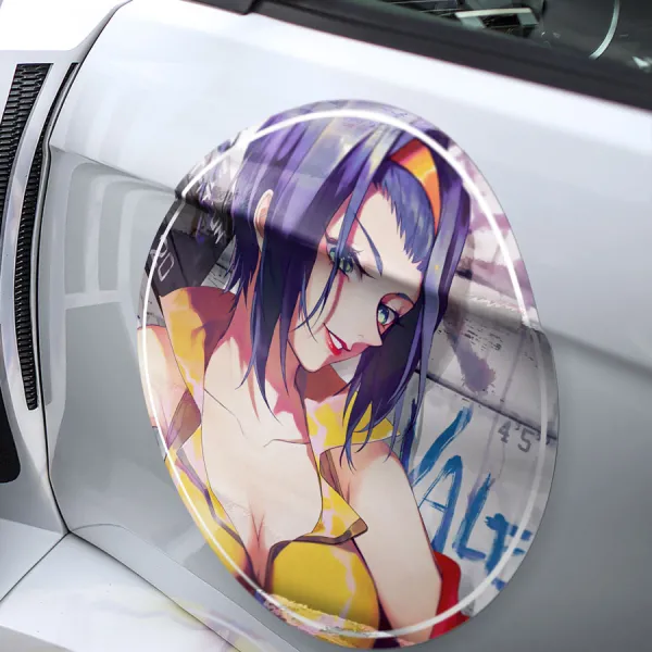 2x Pair Faye Valentine v2 See You Space Cowboy Spike Spiegel Swordfish II MONO Racer Meatball Car Door Circle Printed Vinyl Sticker Decal>