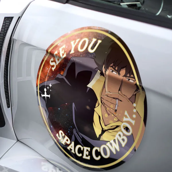2x Pair Spike Spiegel v3 See You Space Cowboy Faye Valentine Swordfish II MONO Racer Meatball Car Door Circle Printed Vinyl Sticker Decal>