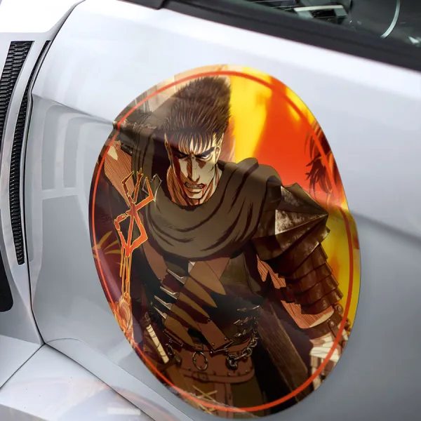 2x Pair Guts Black Swordsman Dragon Slayer Knight Falcon Griffith Crimson Behelit Sacrifice Darke Anime Manga Meatball Car Door Circle Printed Vinyl Sticker Decal>