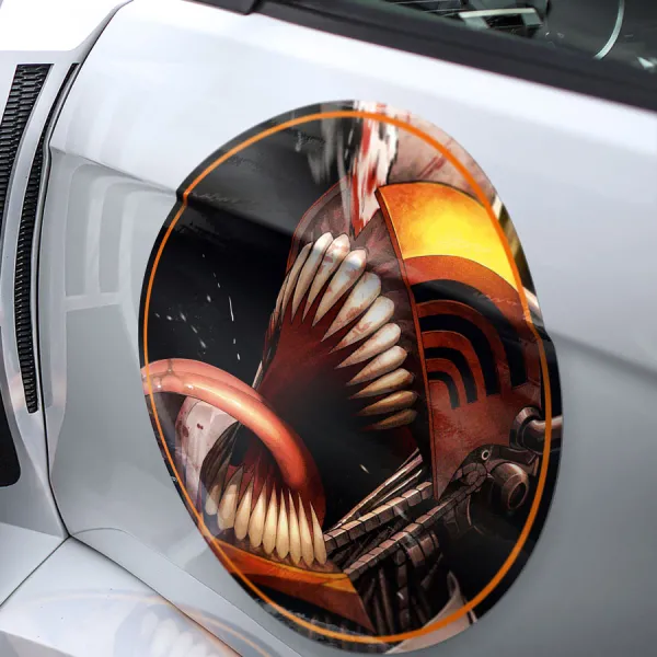 2x Pair Denji v3 Public Safety Devil Hunter Pochita Saw Makima Squad Anime Manga Meatball Rondels Door Circle Printed Vinyl Sticker Decal>