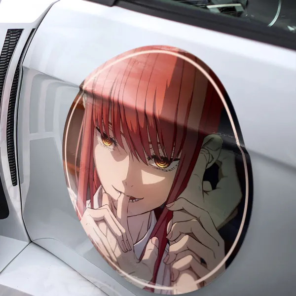 2x Pair Makima v2 Public Safety Devil Hunter Head Control Nayuta Waifu Hot Senpai Anime Manga Meatball Rondels Door Circle Printed Vinyl Sticker Decal>