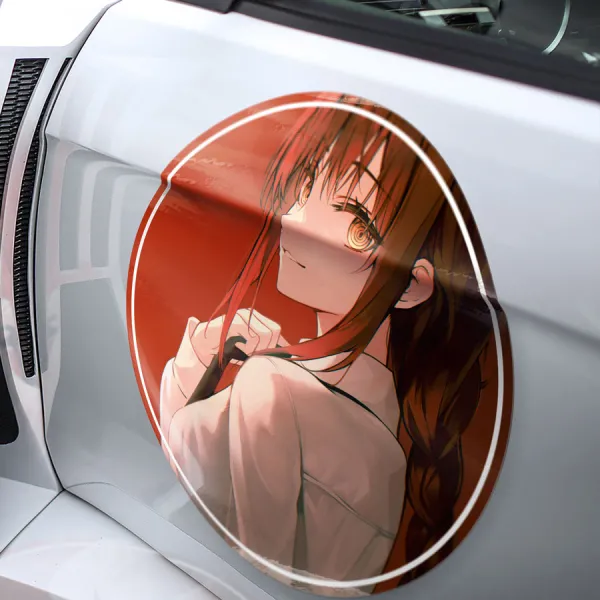 2x Pair Makima v3 Public Safety Devil Hunter Head Control Nayuta Waifu Hot Senpai Anime Manga Meatball Rondels Door Circle Printed Vinyl Sticker Decal>