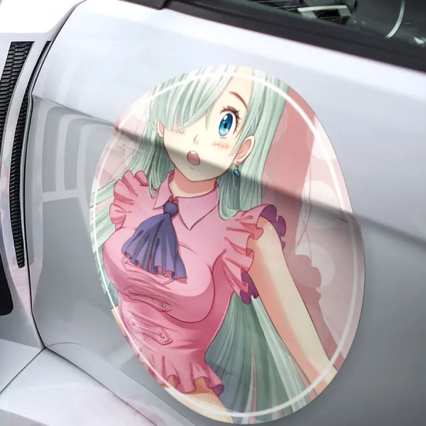 2x Pair Elizabeth Liones v1 Hawk Pig Boar Hat Apostle Cursed Goddess Big Sis Sis Meliodas Anime Manga Meatball Rondels Door Circle Printed Vinyl Sticker Decal>