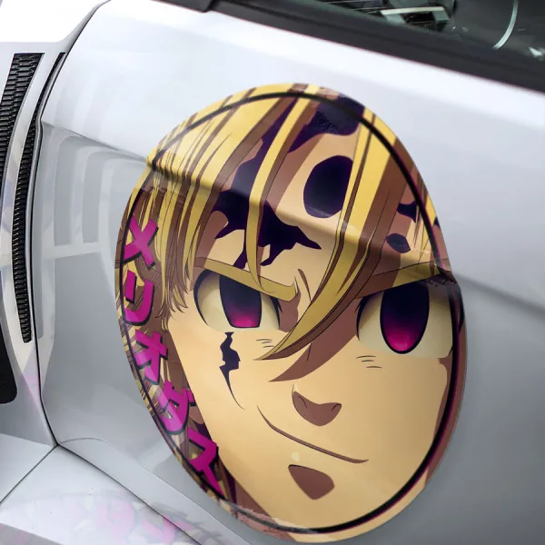 2x Pair Meliodas v1 Dragon's Sin Wrath Boar Hat Captain Demon King Sword Lostvayne Anime Manga Meatball Rondels Door Circle Printed Vinyl Sticker Decal>