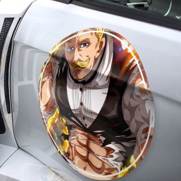 2x Pair Escanor v3 Lion's Sin Pride Strongest Holy Knight Divine Axe Rhitta Sunshine Anime Manga Meatball Rondels Door Circle Printed Vinyl Sticker Decal>