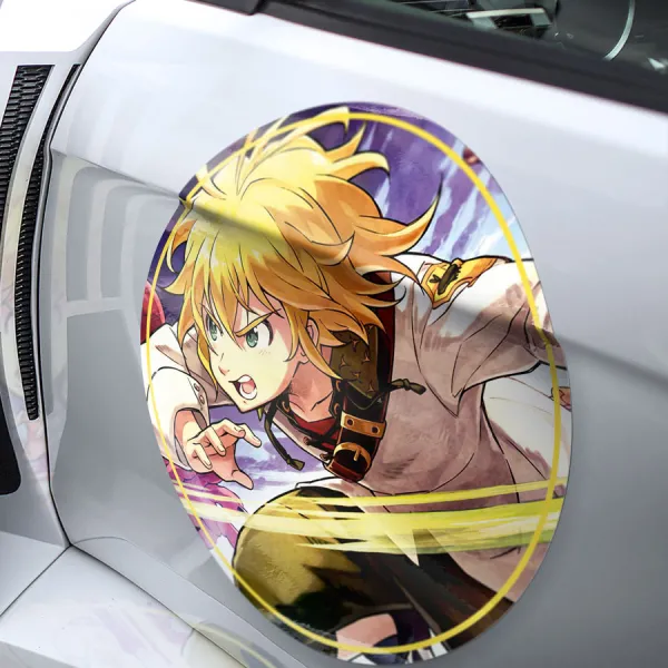 2x Pair Meliodas v2 Dragon's Sin Wrath Boar Hat Captain Demon King Sword Lostvayne Anime Manga Meatball Rondels Door Circle Printed Vinyl Sticker Decal>