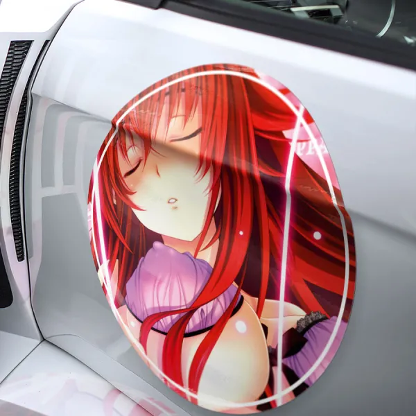 2x Pair Rias Gremory v2 Lucifer Devil Kuoh Academy Crimson-Haired Ruin Princess Senpai Otaku Anime Manga Meatball Car Door Circle Printed Vinyl Sticker Decal>