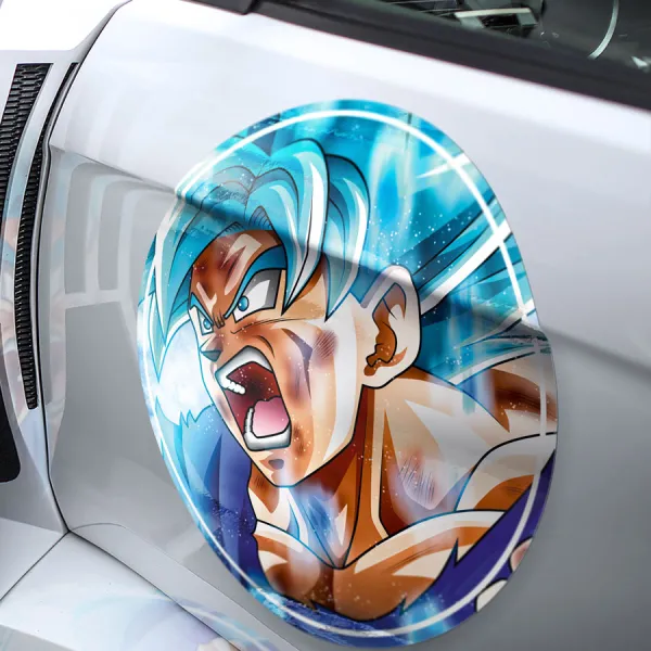 2x Pair Son Goku v2 Vegetto Vegito Vegerot Super Saiyan Blue Vegeta Potara Earrings Z DBZ Kai Meatball Rondels Door Circle Printed Vinyl Sticker Decal>