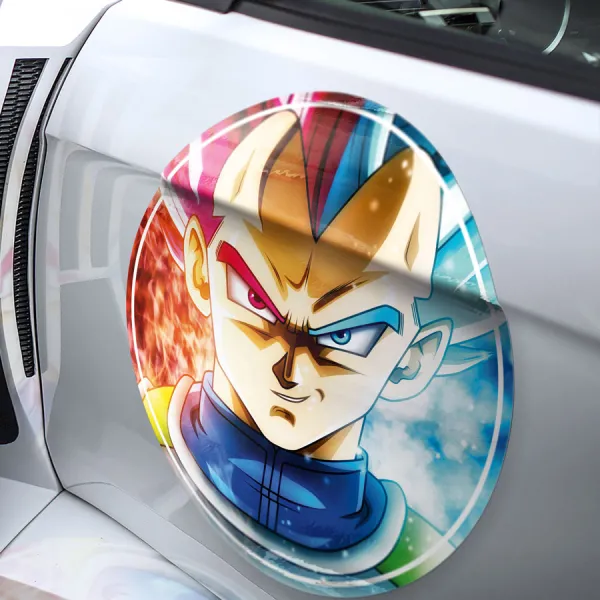 2x Pair Blue Vegeta Prince Fallen Saiyan Armor Bodysuit Universe 7 Frieza Force Z DBZ Meatball Car Door Circle Printed Vinyl Sticker Decal>